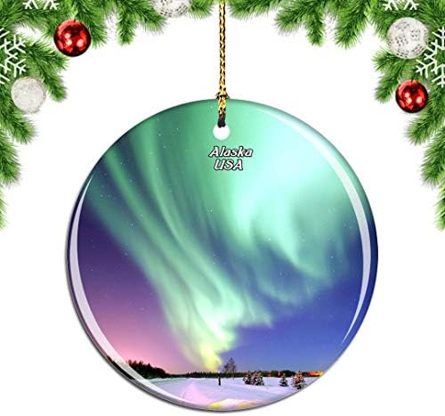 Weekino САЩ Америка Аврора Аляска Коледно Дърво Украшение Бижу Окачен Декор Градски Пътен Спомен Колекция Двупосочен