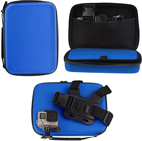 Комбиниран комплект аксесоари за екшън камери Navitech 8 в 1 със син калъф - е Съвместим със спортна камера TecTecTec XPRO2