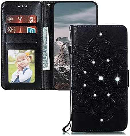Asdsinfor Samsung Galaxy S23 Plus, стилен калъф-портфейл с блестящи диаманти, отделение за кредитни карти с поставка от