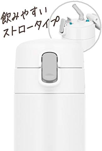 Бутилка за вода Thermos FJM-450 Wh, Слама бутилка с вакуумна изолация, с 15,2 на течни унции (450 мл), Бяла, Само с студена изолация