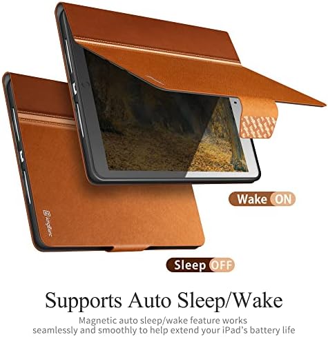 Калъф от веганской кожата KingBlanc за iPad 9-ти / 8-ви / 7-то поколение 2021/2020/2018, 10,2-инчов, с притежателя на Apple Молив, автоматична функция за събуждане / сън, стойка за фолио с н