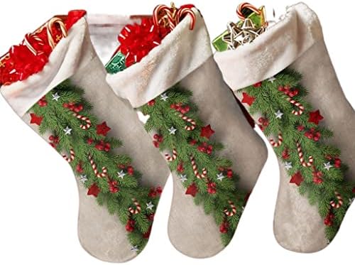 WXBDD Коледно дърво, Борови иглички Бонбони Лък Коледни Чорапи, Коледни Украси за Дома Елха Висящи декориране на
