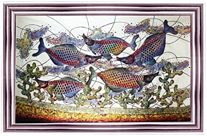 Художествена живопис батик Риба Арована четка Агунга (90 х 150 см)