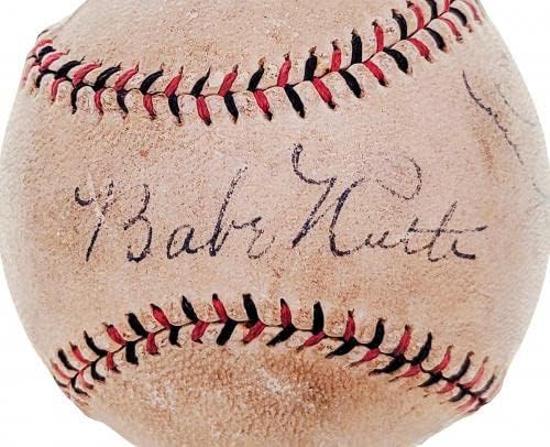 Бейб Рут и Лу Гериг С Автограф от Официалната лийг бейзбол Ню Йорк Янкис PSA/DNA AJ05877 - Бейзболни топки с автографи