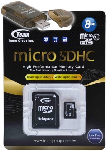 Високоскоростна карта памет microSDHC Team 8GB Class 10 20 MB/Сек. Невероятно бърза карта за телефон LG INVISION CB630 CHOCOLATE 3 VX8560. В комплекта е включен и безплатен високоскоростен USB ада?