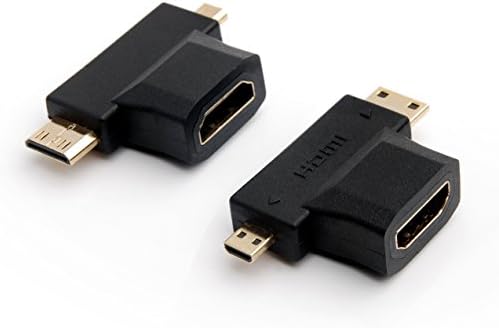 Адаптер за HDMI 2 в 1 T, Женски HDMI конектор за свързване към HDMI Mini Male и Micro HDMI Male, Позлатени T-адаптер
