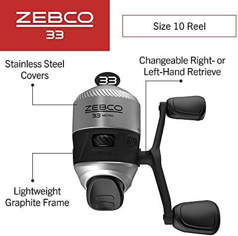 Риболовна макара Zebco 33 Micro Spincast, Размер сонда 10, Възможност за извличане на дясната или на лявата ръка, вградена система за предупреждение за поклевке, Предварително