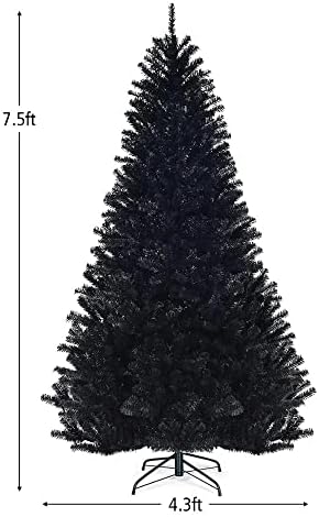 n/ a 7,5-Подножието Навесная Изкуствена Коледна Елха на Хелоуин, Пълна с коледно Дърво С Метална Стойка Черен Цвят
