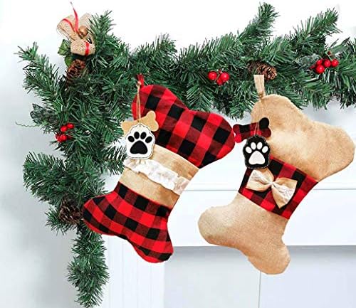 ALIMITOPIA Коледни Чорапи за Домашни Любимци, Куче Костта, Подарък от дядо коледа, Торбичка за Бонбони, Чорапи,