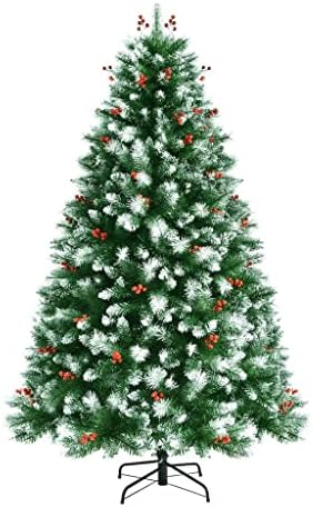 N / A 6-подножието Неосвещенная навесная Изкуствена Коледна елха С Заснеженными върховете и Червени плодове