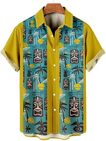 XXBR Мъжки Хавайски Ризи, 2022 Нова Мъжка Риза За Боулинг С Къс Ръкав и Цветна Принтом Алоха, Горна Плажната Ежедневни Риза