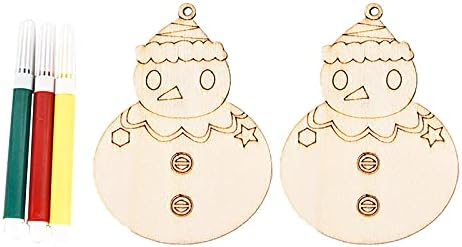 Baishitop Коледен комплект суспензии с рисувани Направи си сам, 2021, Нова Мультяшная Дървена Чип, Коледно Дърво, Подвесная Декоративна етикет (2 Дървени чипове + 3 химикал?