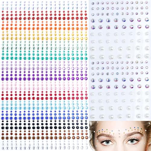 1064 бр Самозалепващи Кристали за грим за Очи 15 Цвята Преливащи се цветове Кристали За Лице, Скъпоценни Камъни за