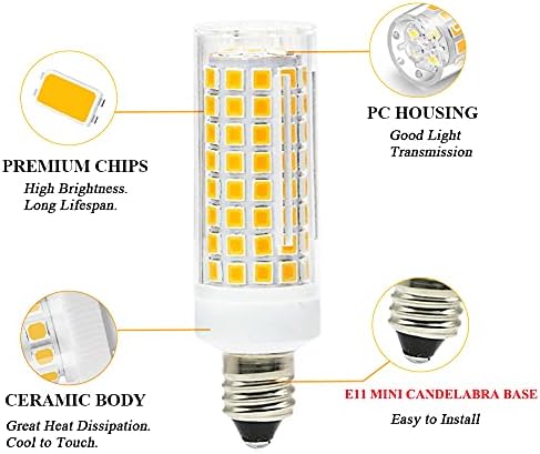 Led лампа SumVibe E11 6 W, 50 W 75 W, работа на смени Халогенна лампа E11, Топъл Бял 3000 До, Без регулиране на яркост, Led поставка за мини-sconces свещ JD T4 E11, 4 Бр. в опаковката