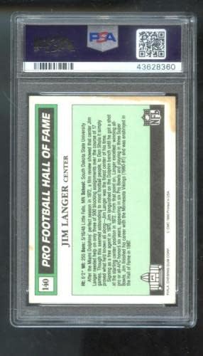 1990 Swell 140 Джим Лангер АВТОГРАФ-картичка С Автограф на PSA / DNA Футбол NFL COA - Футболни картички с автографи