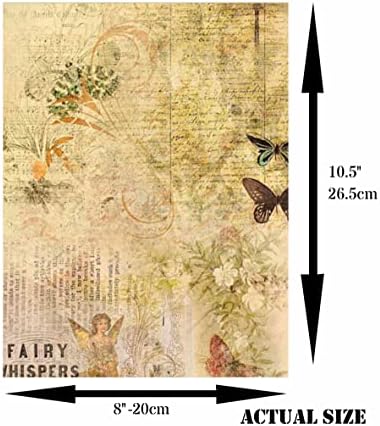 Оризова хартия със Смесено покритие, 8 x 10.5 инча - 6 x Различни Печатни Изображения от Черница, Видими Влакна
