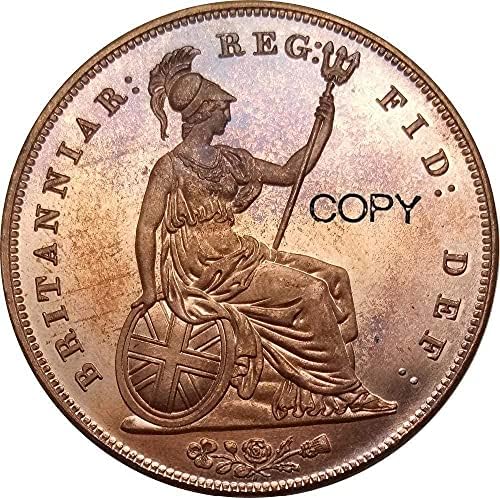 Великобритания Виктория 1 Стотинка 1848 Червена Мед Копирни Монета за Събиране на Копирни машини, бижута, Подаръци