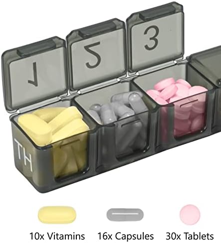 електронни таблетки 5 пъти на ден в продължение на 7 дни Голям седмичен органайзер за таблетки, кутия за витамини и лекарства