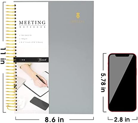 Бележник за срещи в опаковка от 4 теми с 8.5 × 11, Навити Планер срещи в твърди корици за офис, Книгата е с Призовка ден на