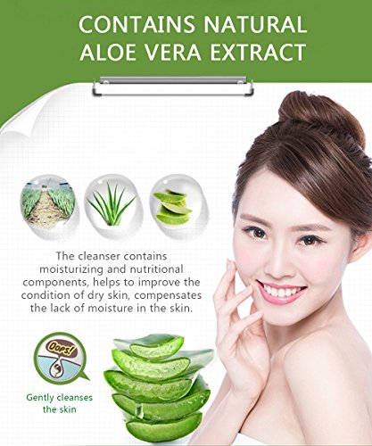 BIOAQUA 92% Aloe Vera Foam Cleanser - Освежаващ и хидратиращ почистващо средство с алое Вера 92%. Средство за дълбоко почистване на лице с стесняване на порите и контрол на мазнини. (1