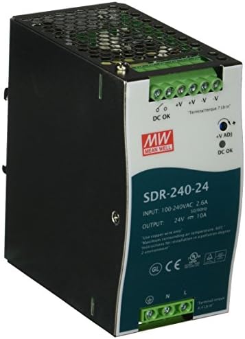 Източник на захранване MEAN WELL SDR-240-24 на DIN-шина за променлив ток в постоянен, 24, 10 Ампера, 240 W, 1,5 - 2081086