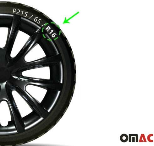 Джантите OMAC 16 Инча за Hyundai Santa Fe Черно-черни 4 бр. Капака Джанти - Шапки ступиц - Подмяна на външната повърхност на автомобилни гуми