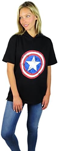 Hoody за почивка Captain America с къс ръкав в Черен цвят