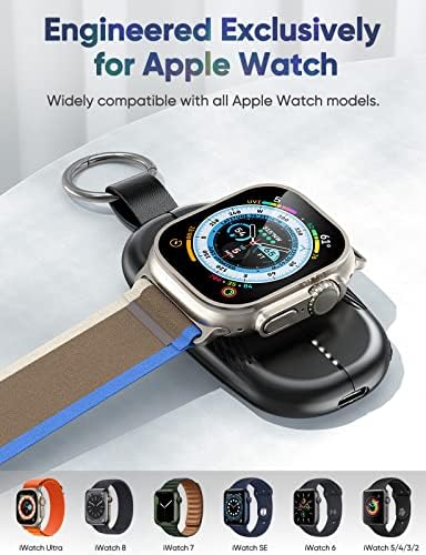 Преносимо зарядно за Apple Watch, магнитен ключодържател на 1200 mah, безжично зарядно устройство за часа iWatch Series 8/UItra/7/6/