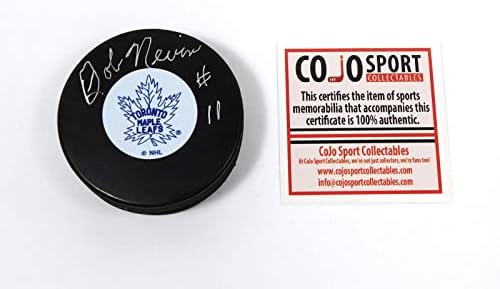Боб Невин Подписа Сувенири Хокей шайба НХЛ Мейпъл Лийфс Коджо Спортс Авто - за Миене на НХЛ с автограф