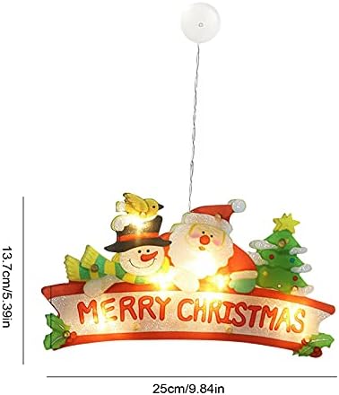 Реколта Витражные Панел Коледа Монтиране на Стъкло Led Лампа На Присоске Украса Окачване (Многоцветен, Един размер)