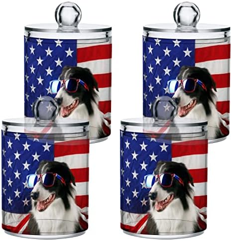 innewgogo Американски флаг, 2 Опаковки, Държач за Памучни тампони, Органайзер, Диспенсер, Пластмасови Прозрачни