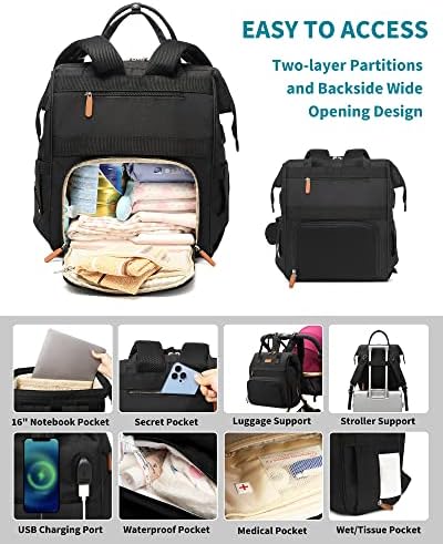 Набор от раници, детски памперси - Голяма чанта за памперси за 2 деца-близнаци, Многофункционална раница за лаптоп 5 в