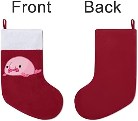 Розова Риба-Капка Blobfish Коледен Отглеждане Окачени Чорапи С Принтом Коледно Дърво Украса За Камината