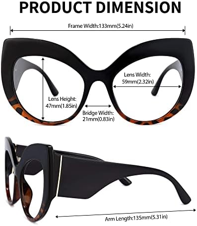 Zeelool Реколта Извънгабаритни Дебели Очила Cat Eye Blue Light Blocking Glasses за Жени Kait VFP0183