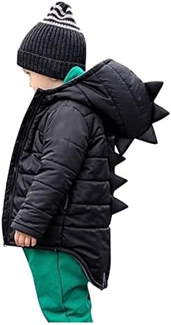 За деца, топло, меко палто за малки момичета и момчета, Однотонная яке с качулка с 3D Динозавром, за Малки Момчета (черен, 4-5