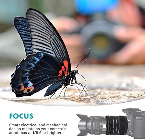 Набор от удлинительных тръби Movo Photo AF Macro за огледално-рефлексен фотоапарат на Nikon с тръбите 12 mm, 20 mm и 36 mm (метална закопчалка)