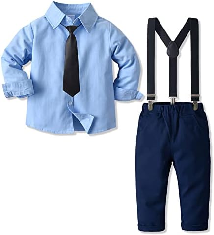 Angelwilla/Облекло за малки момчета, комплект Дрехи, Риза с Вратовръзка, Смокинг, Тиранти и Панталоните, Джентльменские