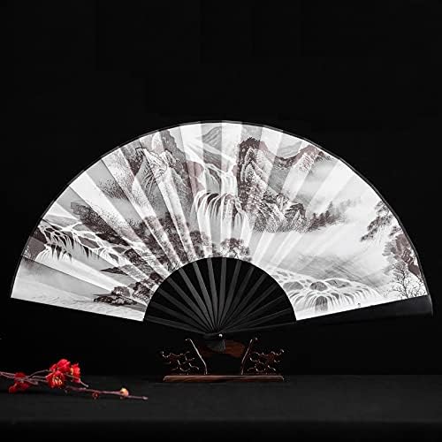 EGAZS Ръчно фен на 10-инчов момче сгъваем Китайски вентилатор стил на древен стил летни мастило пейзаж живопис, калиграфия