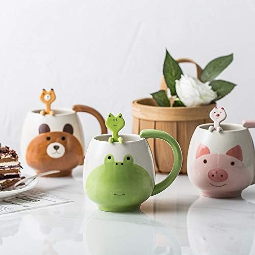 EKUEE Liwes чашата за Кафе с ръчно рисувани, Златна Панда/Frog/Котка / Прасе, Керамична Чаша, Чаена Чаша с една Чаена