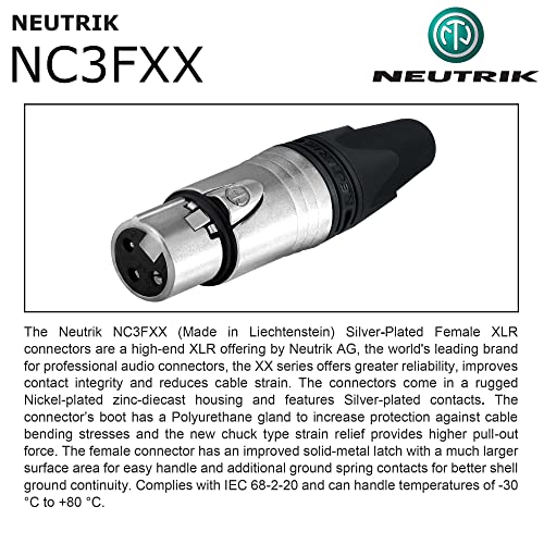 Най-ДОБРИТЕ В СВЕТА КАБЕЛИ 2 Броя - 6 Фута – Четырехкомпонентный балансиран микрофон, кабел, обичай С помощта на тел Canare L-4E6S и сребърни конектори Neutrik NC3MXX за мъже и NC3FX