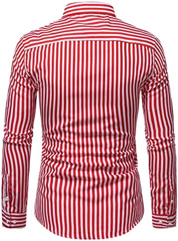 Maiyifu-GJ Мъжки Шарени Ризи с копчета и дълъг ръкав и лесно отложным яка, Тънки Ризи, Стилни Бизнес ризи
