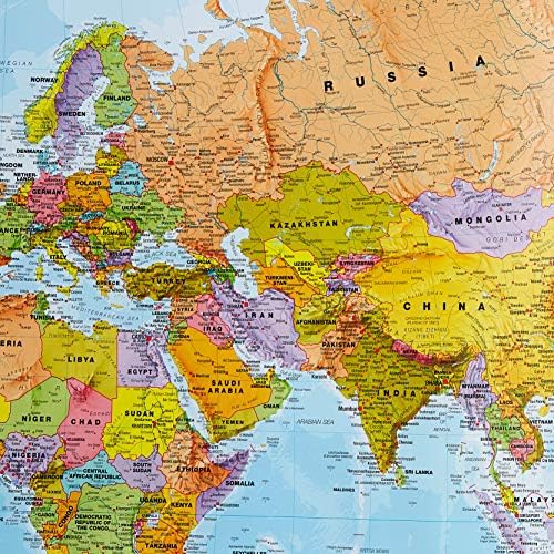 Карта Международна стенни карти на света - Плакат на Карта на света - ламиниране на предната страна е 33 x 47