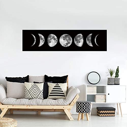 Фаза на Луната Стенни Художествена Живопис, е Черно-Бяла Луна Печат върху Платно Плакат Стенно Художествено Украса