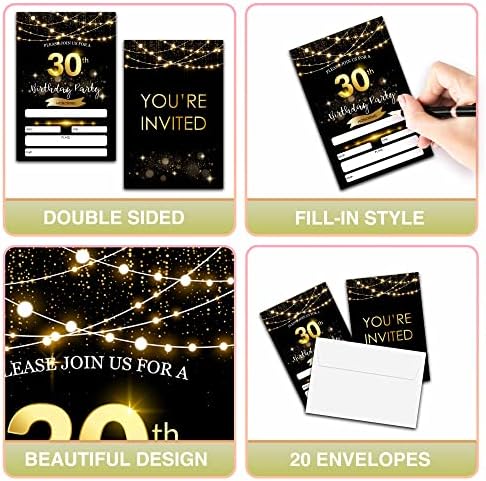 Покани за 30-ти рожден ден в пликове - Покани, картички с пайети от черното злато - Безплатни билети за изненада на парти