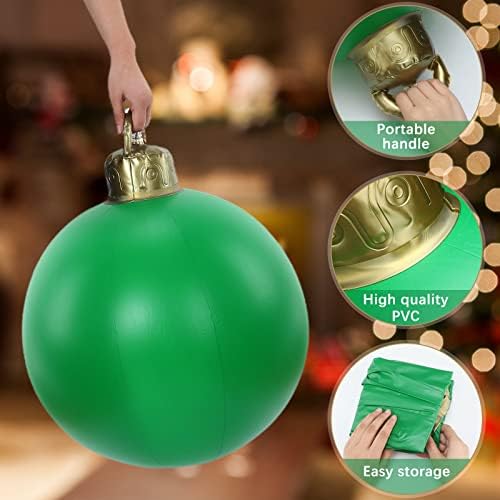 2 Парчета от 18-Инчов Гигантски Надуваем Коледна Топка от PVC, Открит Коледно Украсени с Надуваем Балон, Голям Надуваем