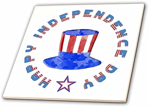 Патриотичен подарък 3dRose за Деня на независимостта. Висока шапка и знаме на САЩ - теракот (ct-363958-7)