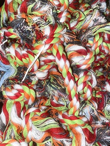 Цветни Памучни играчка за дъвчене въже с двоен възел (Червена, Сива, Зелена, Оранжева)