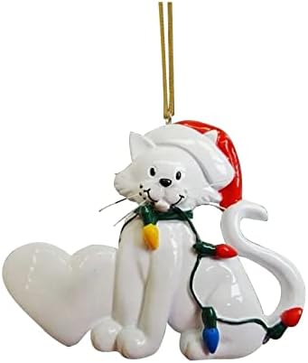 Коледна Висулка с Котка, Сладък Коледен Cartoony Медальон, Декорация за Интериора на Колата, Окачване, за Украса на