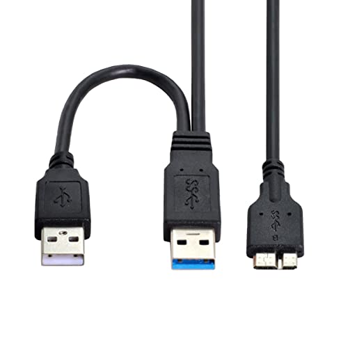 Захранващ кабел CY Micro USB 3.0 Y dual USB3.0 за пренос на данни и USB2.0 за свързване на кабел Micro USB 3.0 с допълнителна