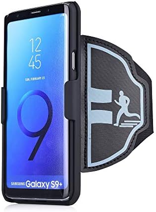 спортна превръзка igooke Samsung Galaxy S9 Plus, Хибриден Твърд калъф, с Вградена поставка за крака със спортен превръзка, Комбиниран калъф за бягане, Фитнес упражнения (S9 Plus)